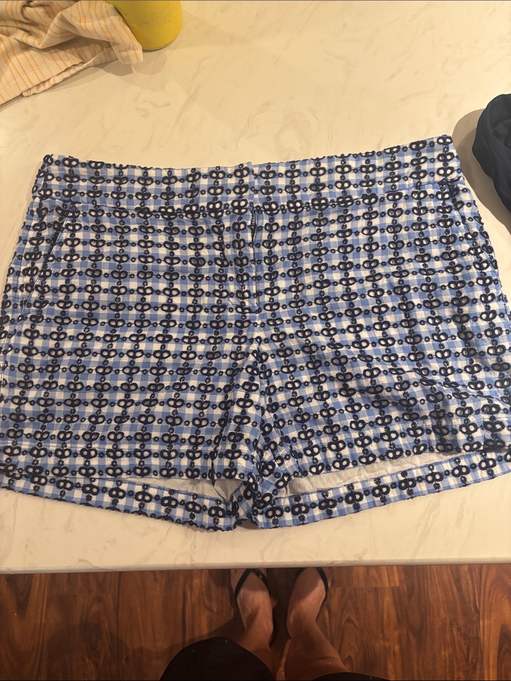 Vineyard Vines Blue Eyelet Gingham Patterned Women's Shorts